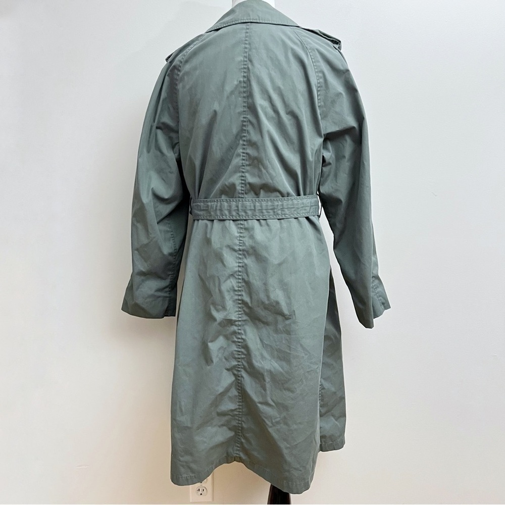 Vintage America Army Green Utility Belted Waist Double Button Trench Coat 42R - Picture 7 of 14